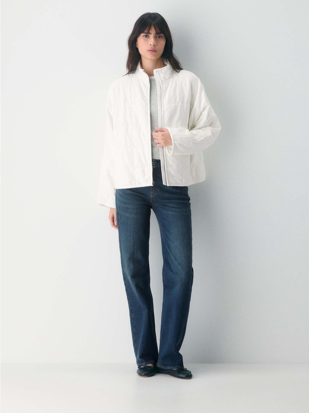 Aritzia White Puffer Jacket with High Collar Little Moon Remote Jacket